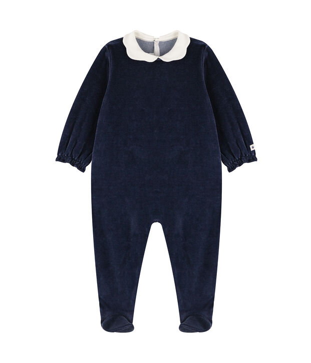Dors bien b&eacute;b&eacute; &agrave; col en velours bleu marine