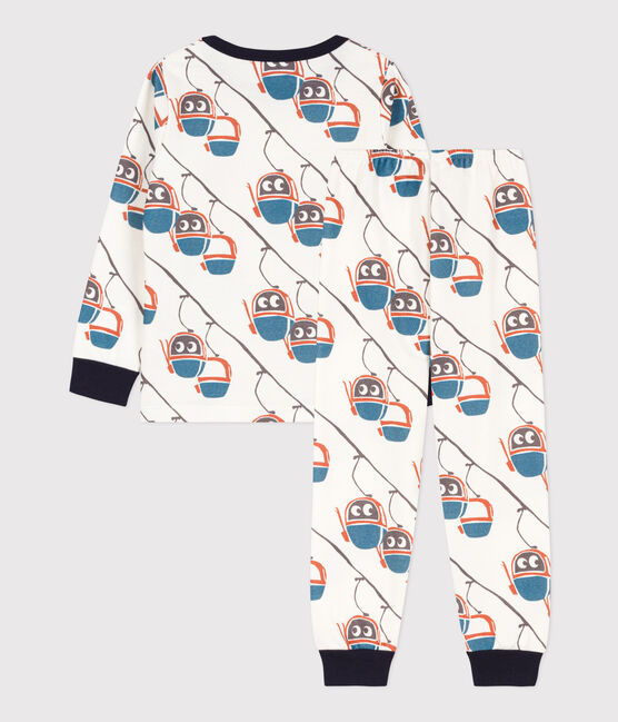 Pyjama télécabine en molleton enfant blanc MARSHMALLOW/blanc MULTICO