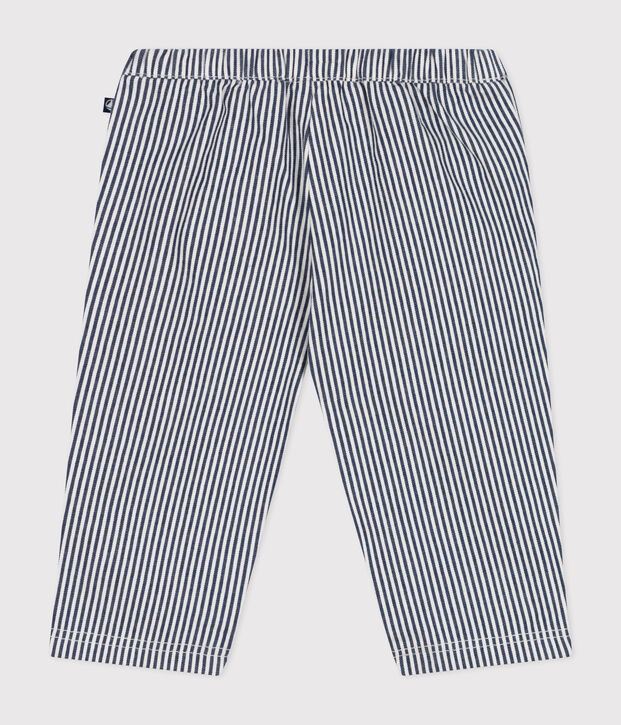 Pantalon en toile b&eacute;b&eacute; bleu/blanc