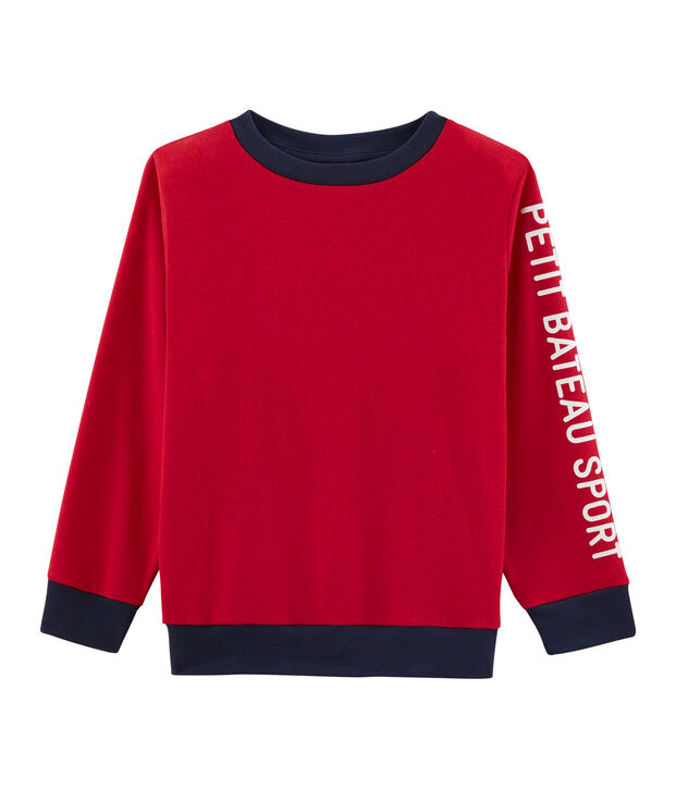 Sweatshirt en c&ocirc;te enfant gar&ccedil;on rouge