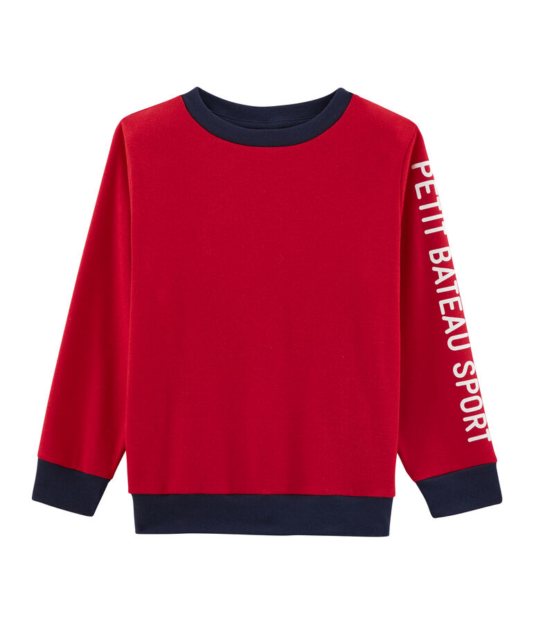 Sweatshirt en c&ocirc;te enfant gar&ccedil;on rouge TERKUIT CN