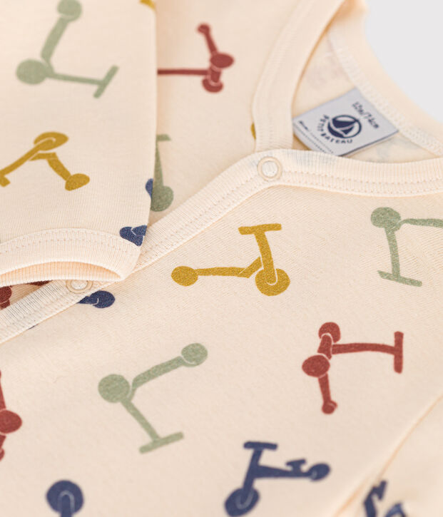 Pyjama sans pieds en coton b&eacute;b&eacute; &eacute;cru/bleu