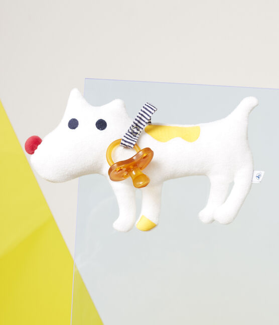 Doudou tétine bébé garçon en bouclette éponge blanc MARSHMALLOW