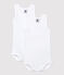 Lot de 2 bodies blancs sans manches bébé variante 1