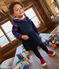 Robe sans manche en velours grosses côtes bébé bleu SMOKING