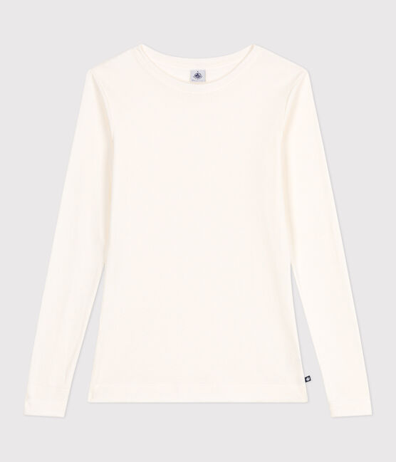 Tee-shirt femme l'iconique en laine et coton manches longues écru MILK