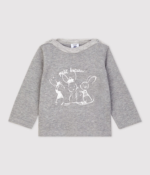 Tee shirt manches longues ray&eacute; b&eacute;b&eacute; gar&ccedil;on gris