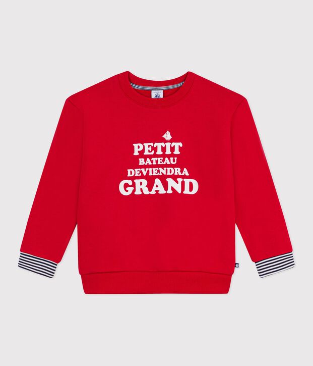 Sweatshirt enfant en coton imprim&eacute; rouge