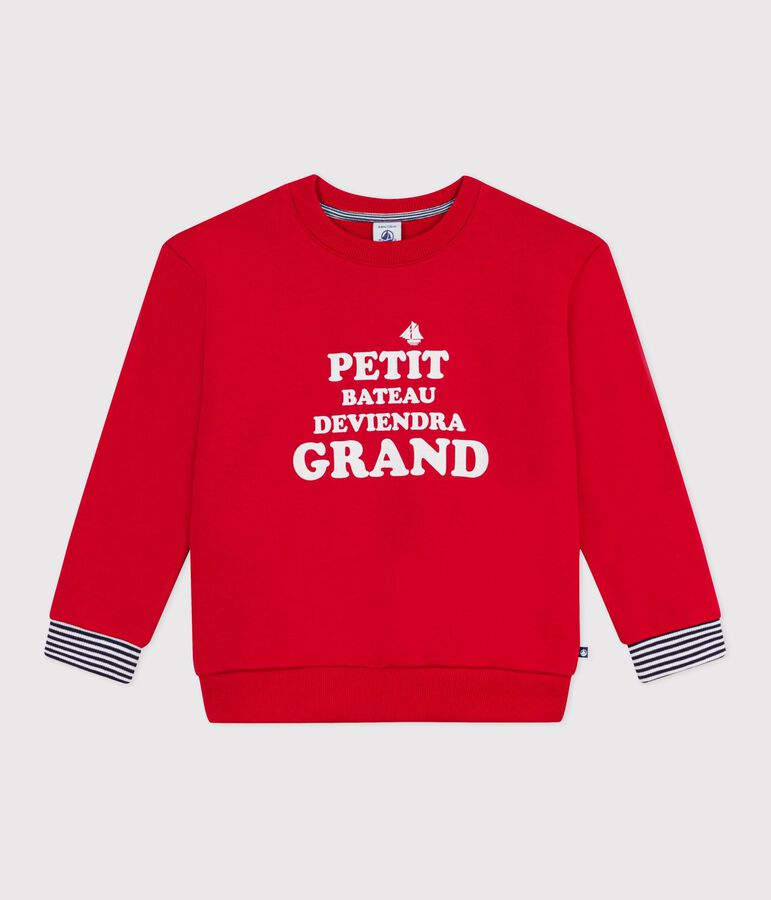 Sweatshirt enfant en coton imprim&eacute; rouge POMPEI