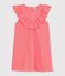 Robe enfant manches courtes en coton motifs c&oelig;urs rose