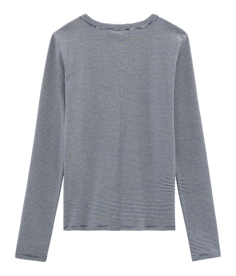 Tee shirt manches longues iconique femme bleu/blanc