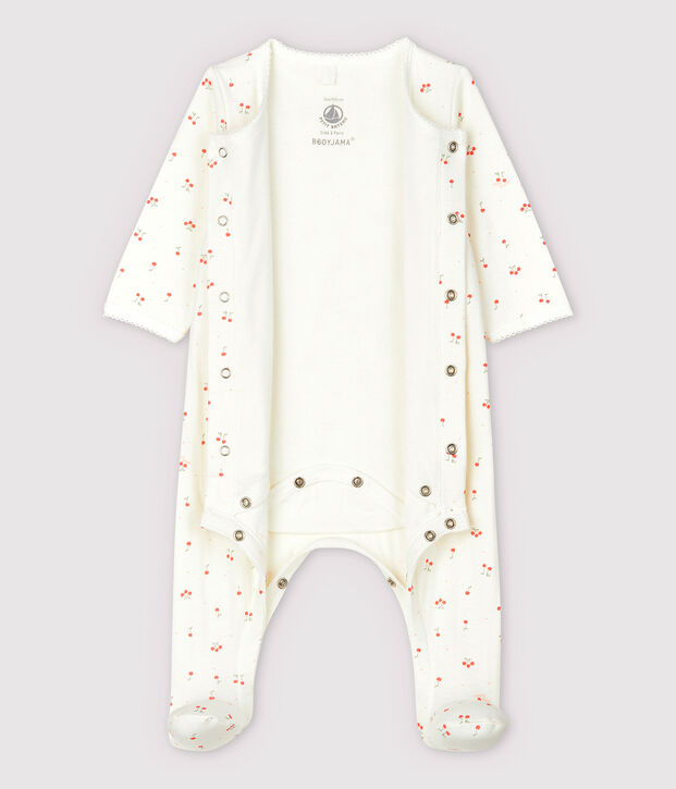Bodyjama cerises b&eacute;b&eacute; en tubique en coton biologique blanc/multicouleur