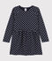 Robe à pois manches longues en molleton enfant fille bleu SMOKING/ AVALANCHE