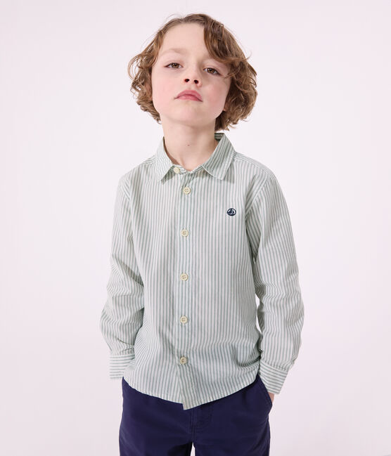 Chemise enfant en coton manches longues à rayures PAUL/ ECUME