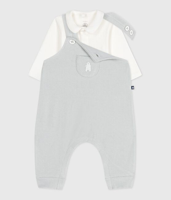 Ensemble salopette bébé en coton uni et détails raffinés CO2/ MARSHMALLOW