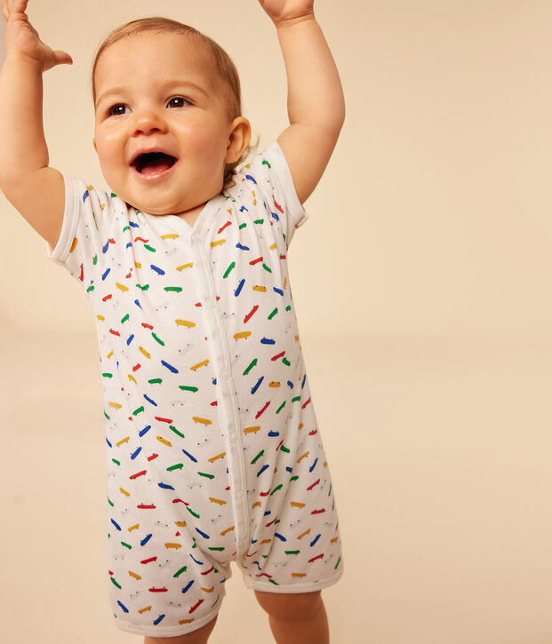 Lot de 2 combinaison courte en coton b&eacute;b&eacute; multicouleur