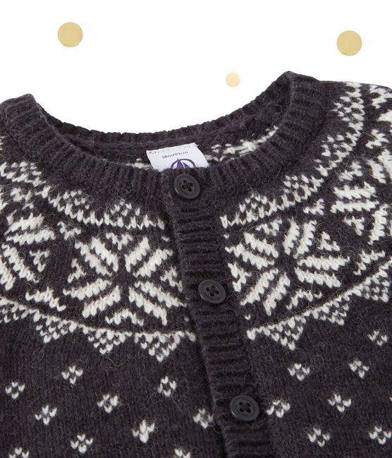 Cardigan jacquard bébé garçon en laine mélangée gris CAPECOD/blanc MULTICO