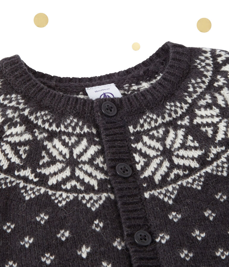 Cardigan jacquard b&eacute;b&eacute; gar&ccedil;on en laine m&eacute;lang&eacute;e gris/multicouleur