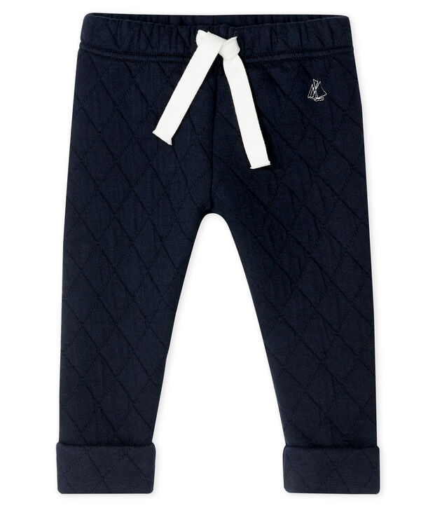 Pantalon b&eacute;b&eacute; gar&ccedil;on en tubique matelass&eacute; bleu marine