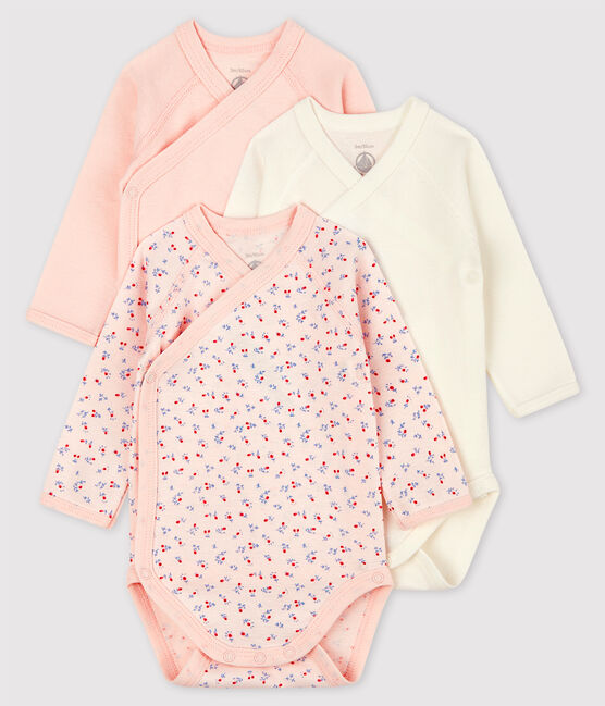 Lot de 3 bodies croisés manches longues bébé en coton biologique variante 1