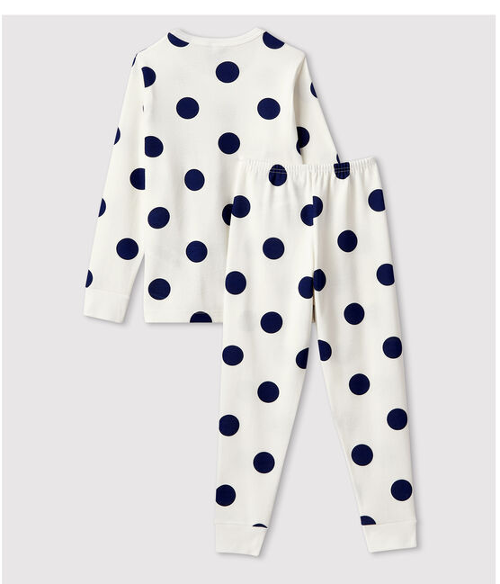 Pyjama imprimé graphique en coton enfant blanc MARSHMALLOW/bleu MEDIEVAL