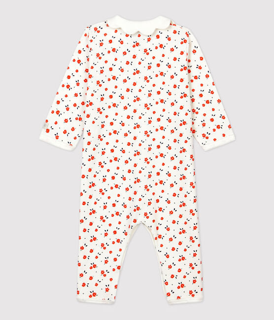 Dors-bien sans pieds à col bébé en coton biologique blanc MARSHMALLOW/blanc MULTICO