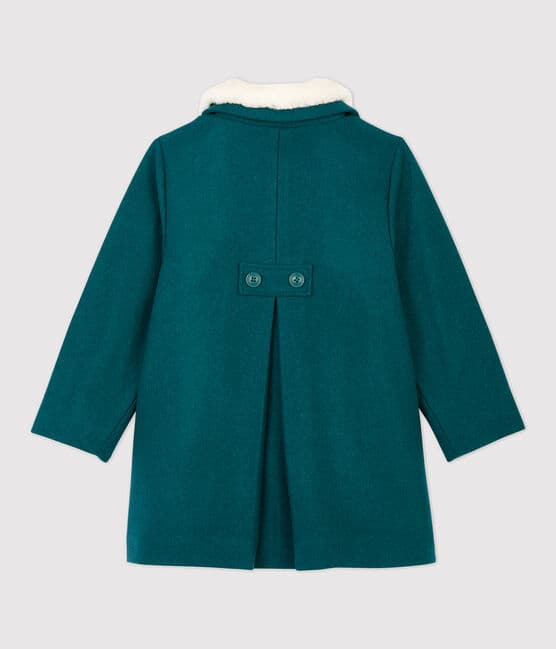 Manteau en drap de laine enfant fille vert PINEDE