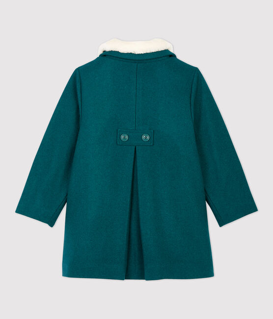 Manteau en drap de laine enfant fille vert PINEDE