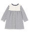 Robe manches longues bébé fille rayée blanc MARSHMALLOW/bleu SMOKING CN