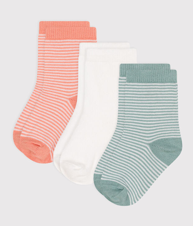 3 paires de chaussettes b&eacute;b&eacute; en coton milleraies multicouleur