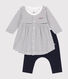 Robe marinière et legging en coton bébé
