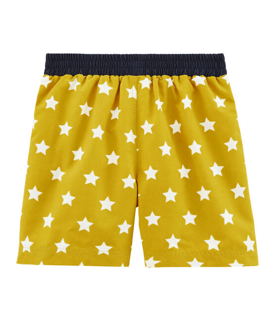 Short de plage enfant garçon jaune BAMBOO/blanc MARSHMALLOW