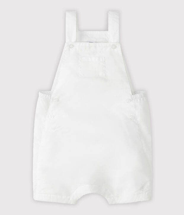 Salopette courte b&eacute;b&eacute; gar&ccedil;on en lin blanc