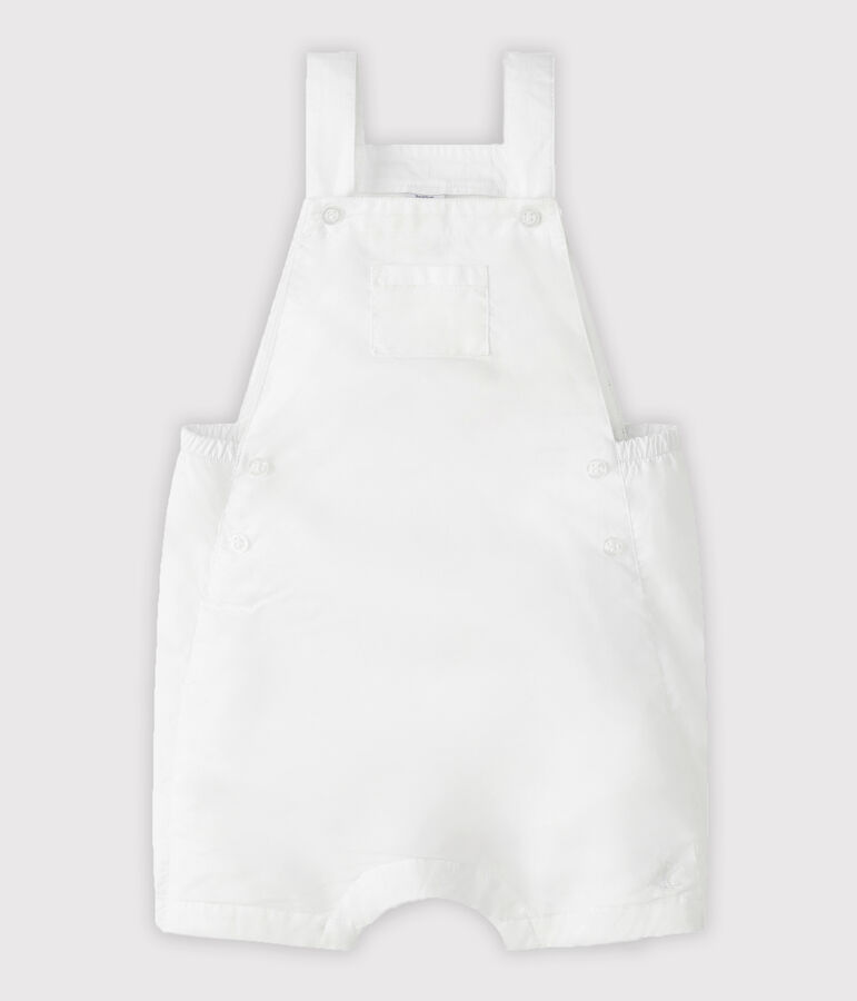 Salopette courte b&eacute;b&eacute; gar&ccedil;on en lin blanc MARSHMALLOW