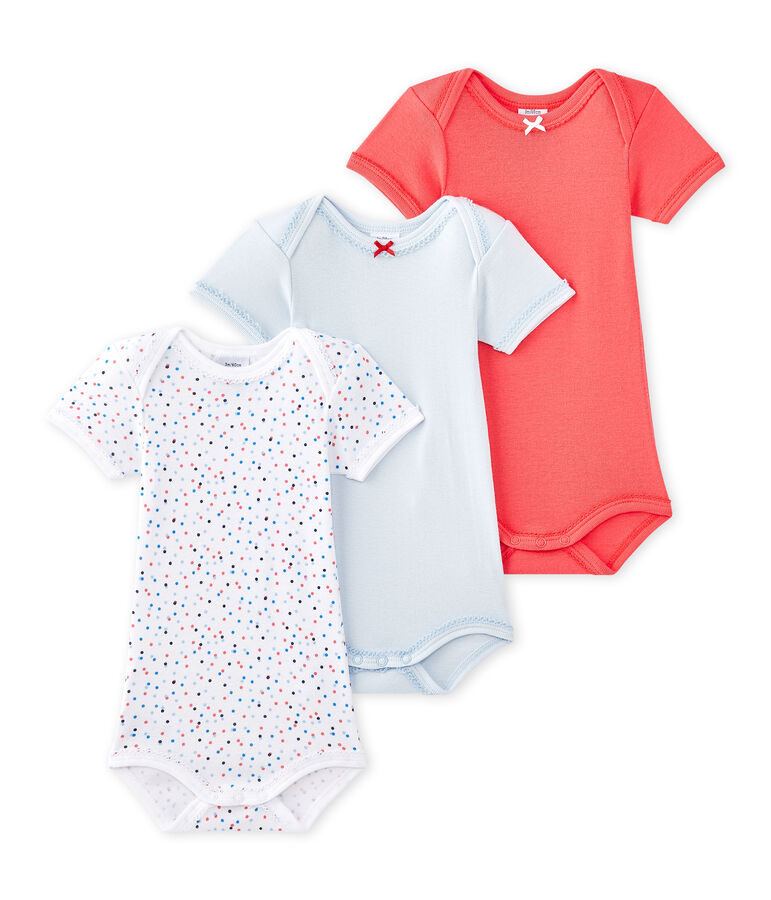 Lot de 3 bodies b&eacute;b&eacute; fille manches courtes blanc