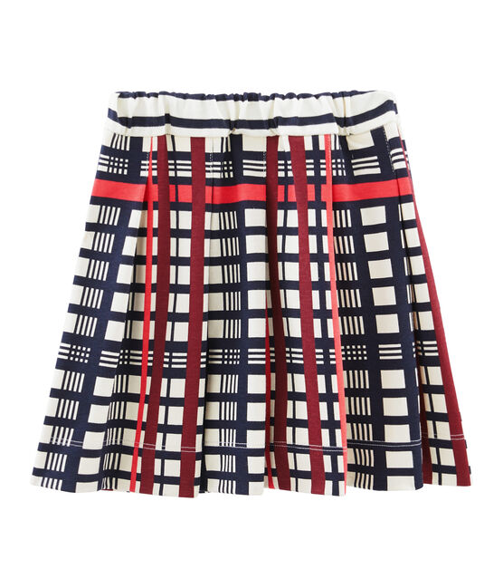 Jupe plissée à carreaux enfant fille blanc MARSHMALLOW/blanc MULTICO