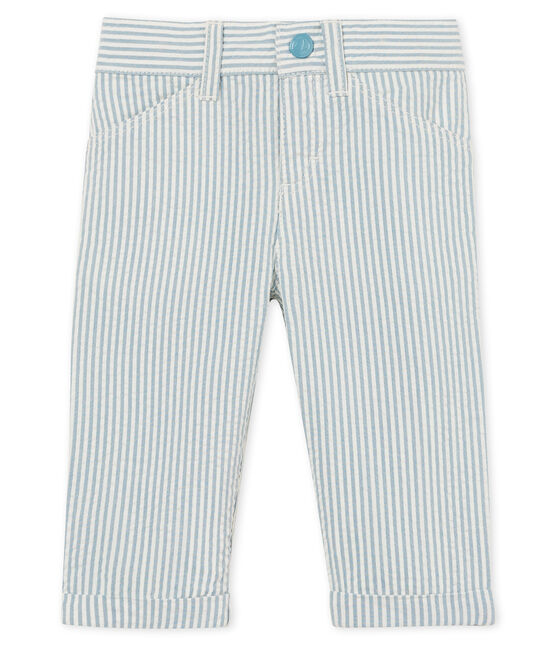 Pantalon bébé garçon rayé bleu FONTAINE/blanc MARSHMALLOW