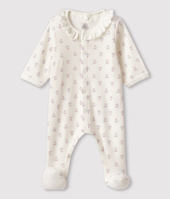 Dors bien bébé fille en côte blanc MARSHMALLOW/blanc MULTICO