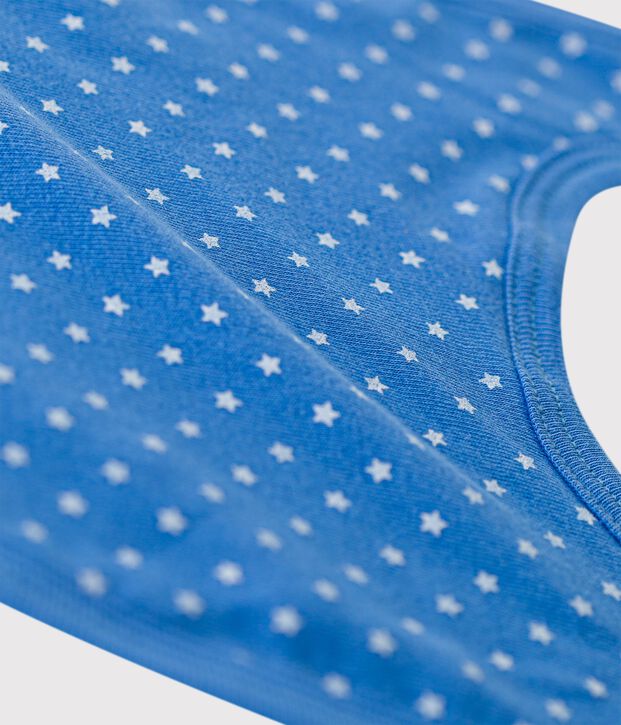 Bavoir b&eacute;b&eacute; en coton biologique bleu/blanc