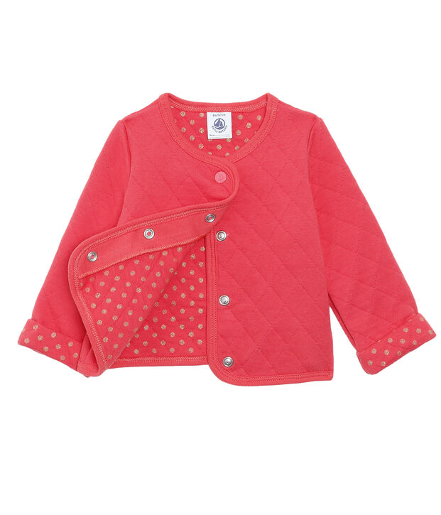 Cardigan b&eacute;b&eacute; fille en tubique matelass&eacute; rouge