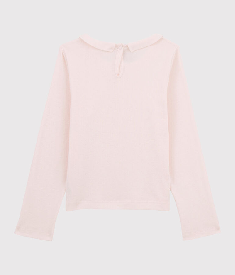 Tee-shirt manches longues en coton enfant fille rose FLEUR