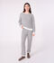 Pyjama femme en coton &eacute;ponge &agrave; rayures bleu/bleu
