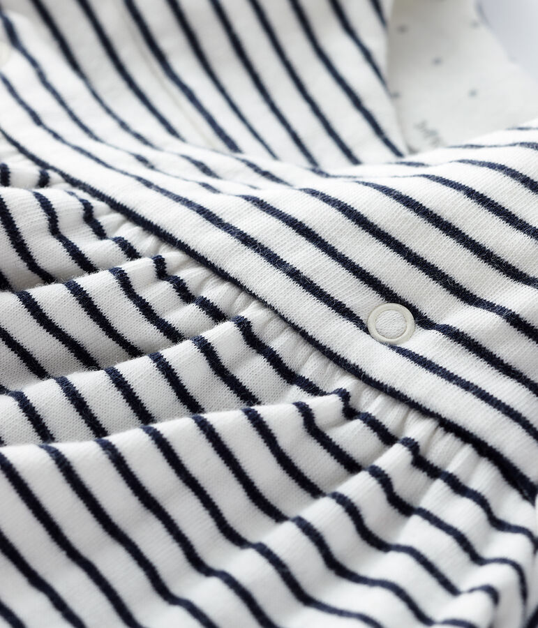 Robe &agrave; rayures manches longues b&eacute;b&eacute; fille en tubique blanc/bleu