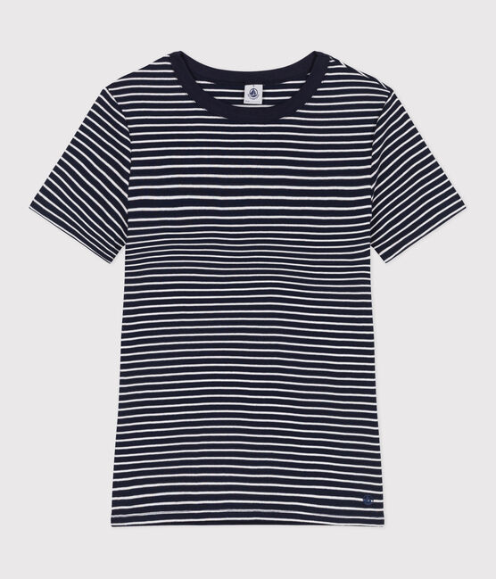 Tee-shirt Femme l'Iconique en coton rayé bleu SMOKING/blanc MARSHMALLOW