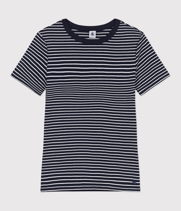 Tee-shirt Femme l'Iconique en coton ray&eacute; bleu/blanc