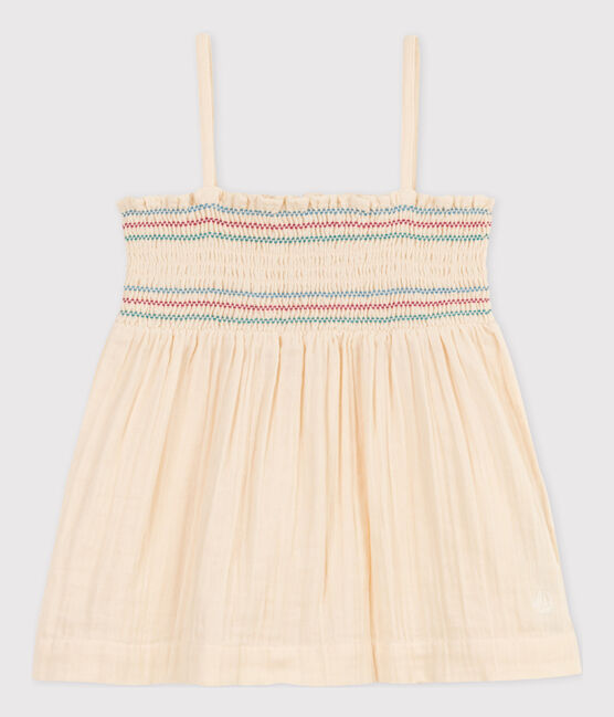 Blouse sans manches en gaze de coton enfant fille écru AVALANCHE