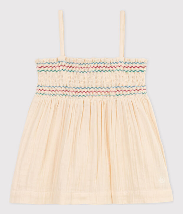 Blouse sans manches en gaze de coton enfant fille &eacute;cru