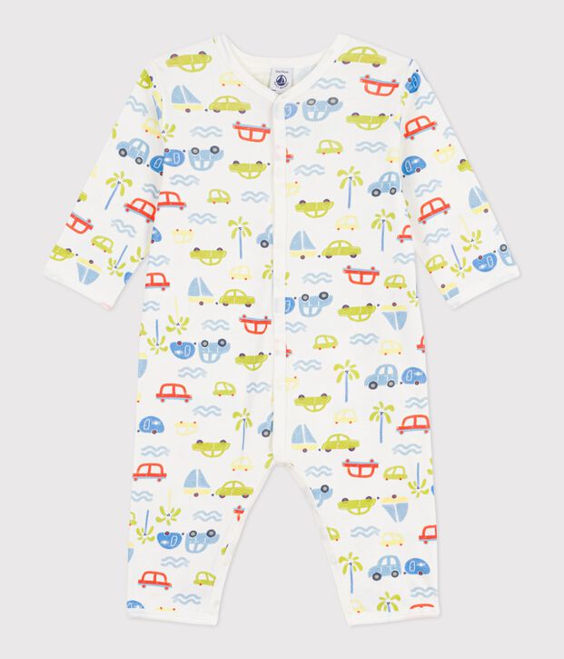Pyjama b&eacute;b&eacute; en coton sans pieds imprim&eacute; voitures blanc/multicouleur