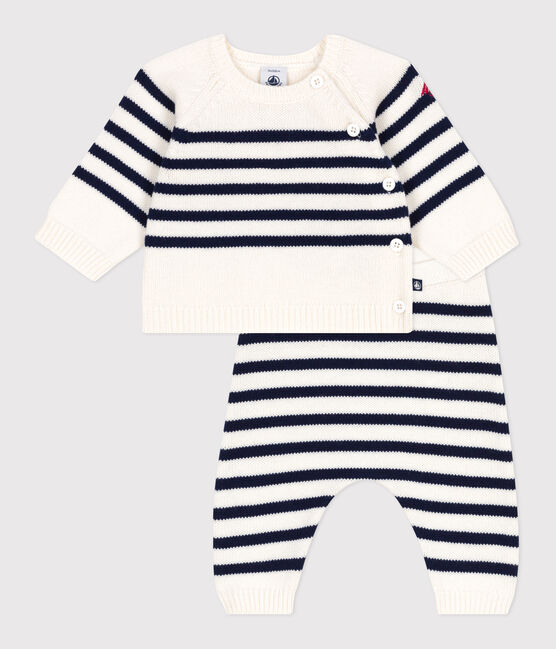 Ensemble 2 pièces bébé rayure marinière en tricot bleu MARSHMALLOW/ SOIR
