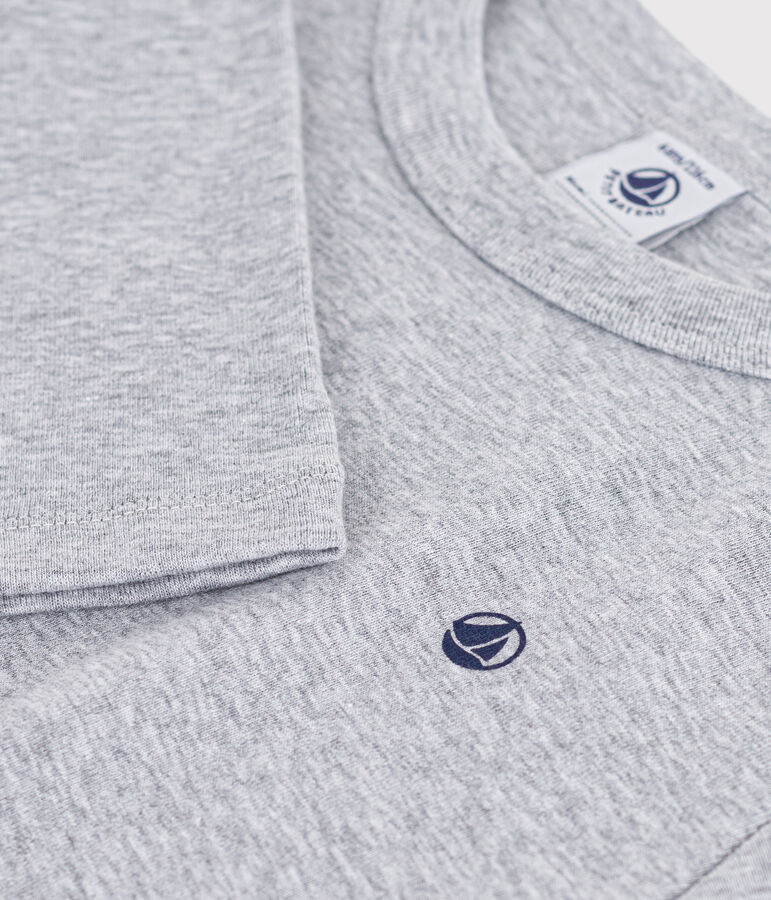 Tee-shirt enfant manches longues en coton uni gris FUMEE CHINE